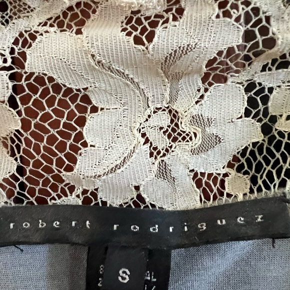 Light blue and lacy tie up Robert Rodriguez top - Picture 3 of 7